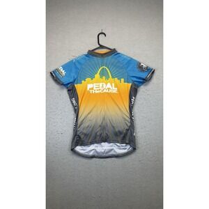 Primal Cycling‎ Jersey Womens XL Blue Gray Pedal The Cause St Louis Short Sleeve